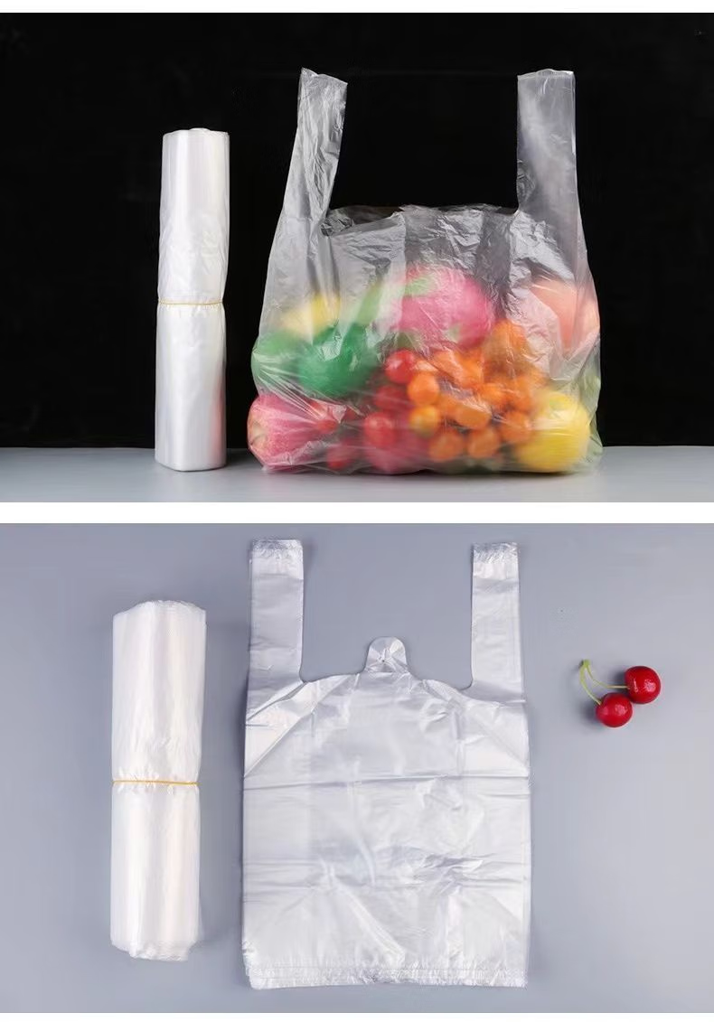 一次性白色透明塑料袋背心袋打包袋超市购物袋手提袋无味安全 白色中